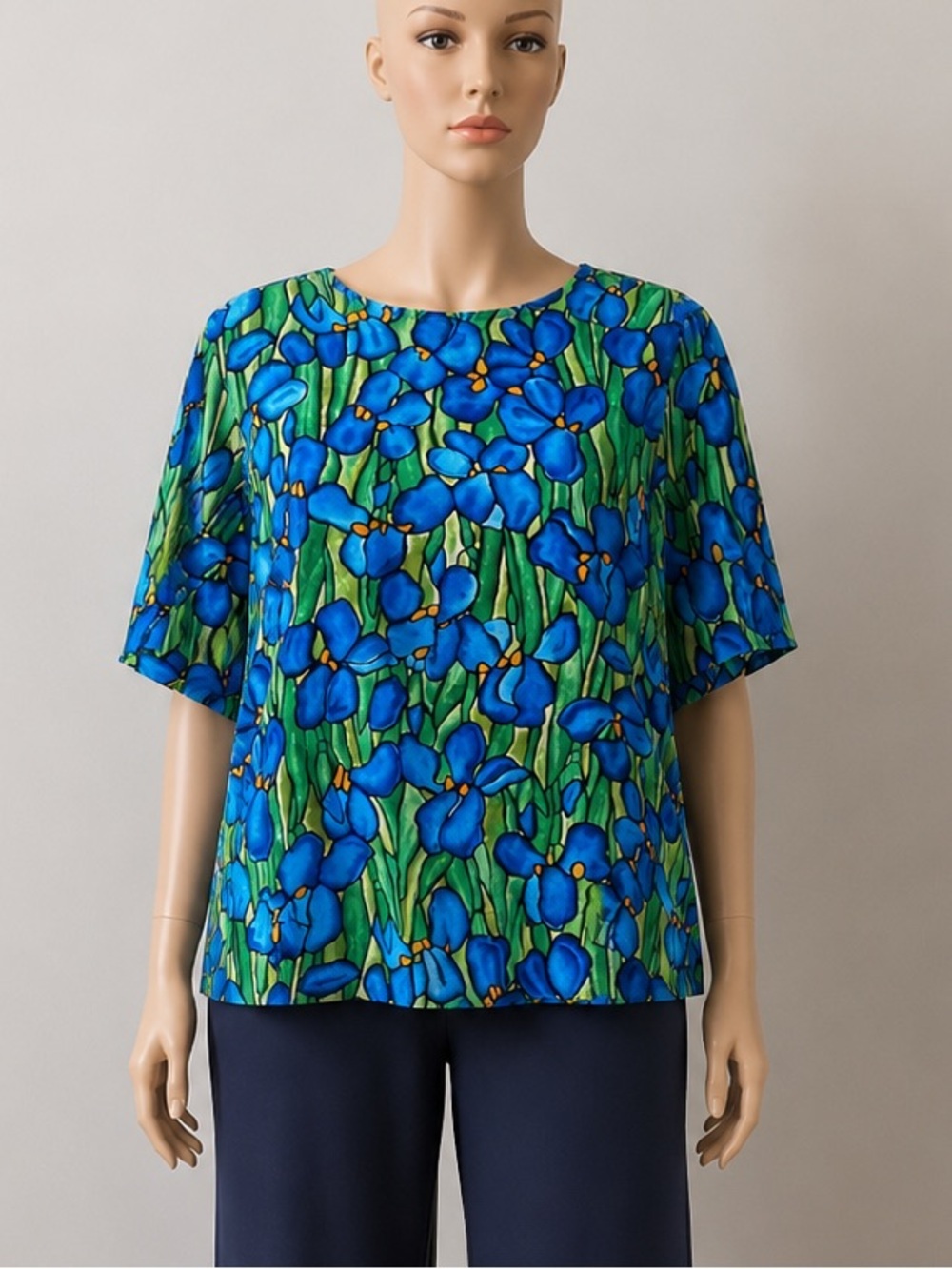 VTG Spenser Jeremy 100% Silk Floral Blouse Women’s 10 Iris Whimsigoth Boho